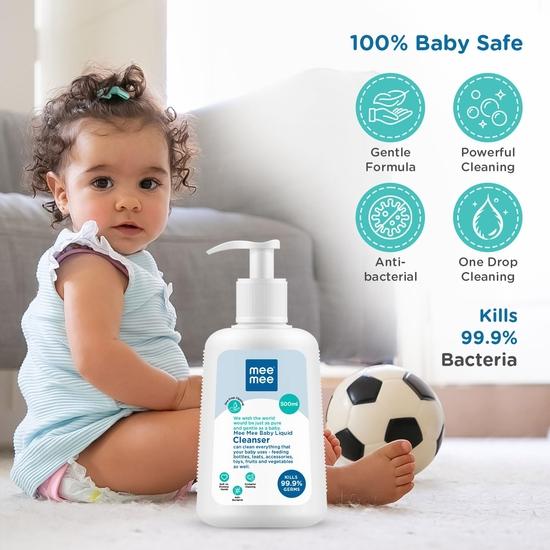 Mee Mee Baby Liquid Cleanser 500ml, Anti-Bacterial Kills 99.9% Germs | Cleanser for Bottles, Nipples, Accessories, Toys, Fruits & Vegetables