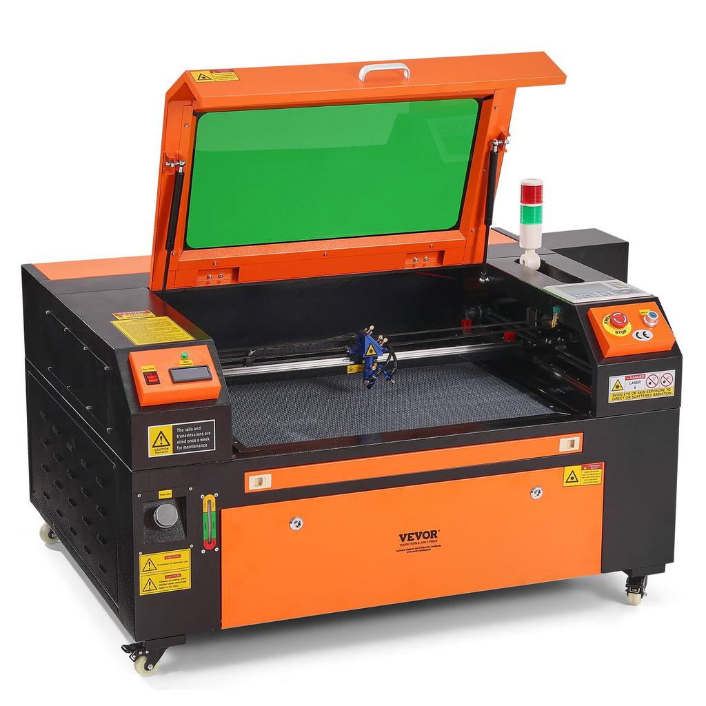 VEVOR 80W CO2 Laser Engraver, 51 x 71 cm(20 x 28 in), 500 mm/s(19.7 IPS) Laser Cutter Machine with 2-Way Pass Air Assist, Compatible with LightBurn
