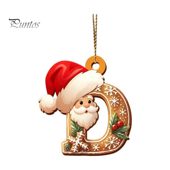 Christmas Tree Gingerbread Letter Ornaments 2D Flat Acrylic Ornaments, Pendant with Santa Claus, Personalized Alphabet Keepsake for Friends