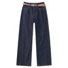 2025 Trendy Women's Wide-Leg Dark Blue Jeans - Spring Straight-Leg Drape Pants