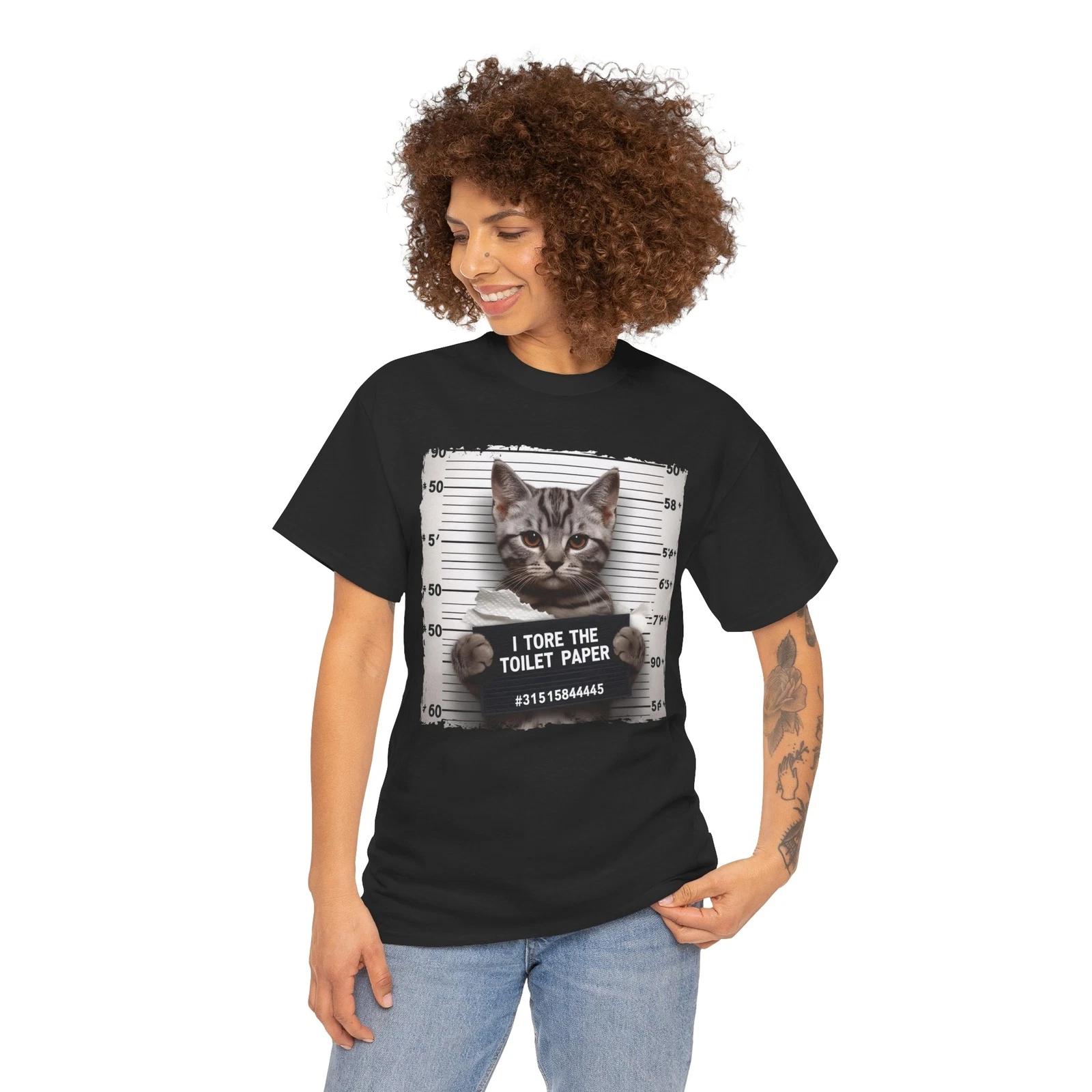 

Prankster T-Shirt - I Shredded the Toilet Paper Funny Cat Bad Kitty Mugshot 3XL