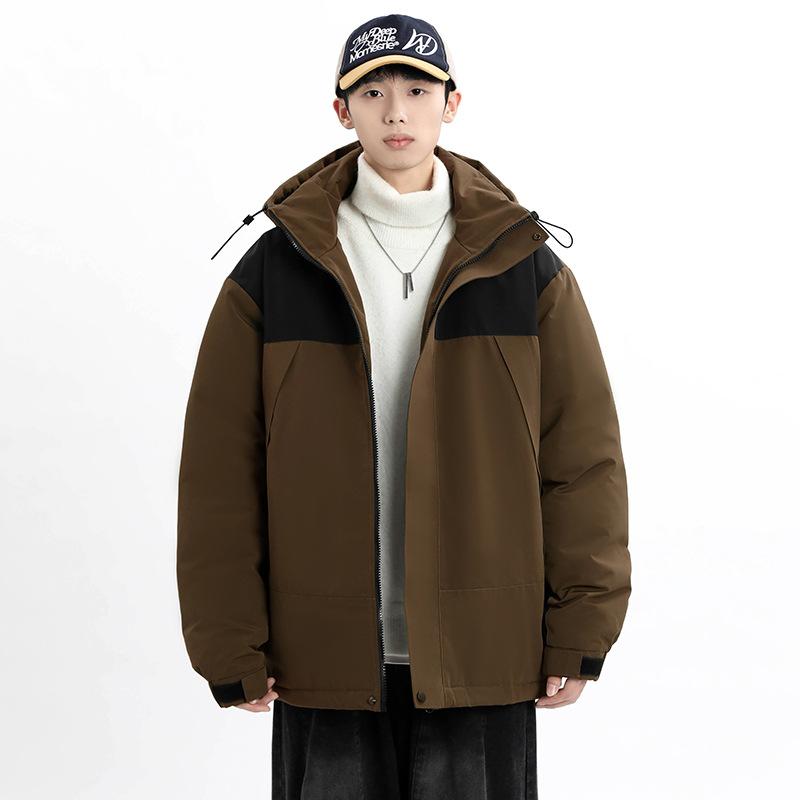 

Spring and Autumn New Men s Korean Color-Blocked Hooded Down Jacket Couple Stylish Hooded Jacket 2XL