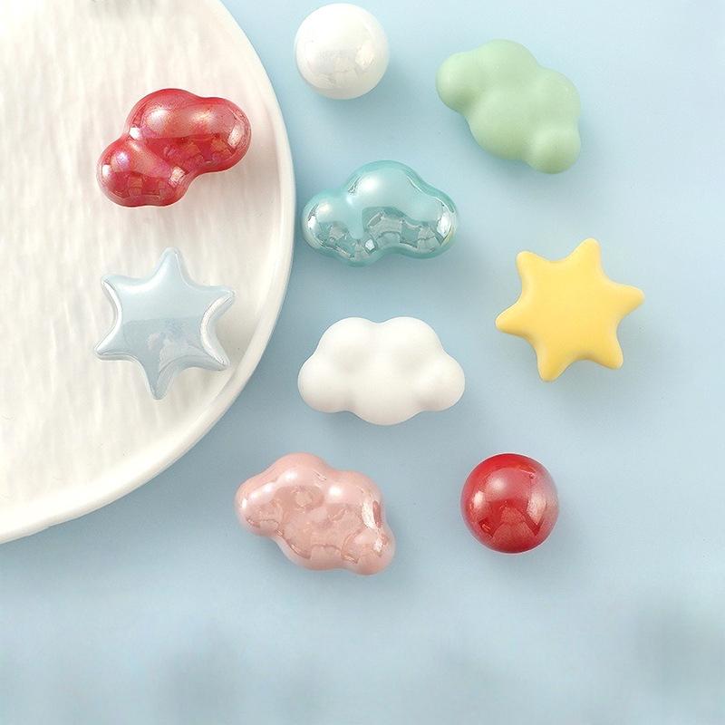 Manopole per Mobili a Forma di Nuvola in Ceramica Finitura Madreperla Iridescente Pomelli Colorati per Cameretta Bambini Armadio da Cucina Comodino Guardaroba