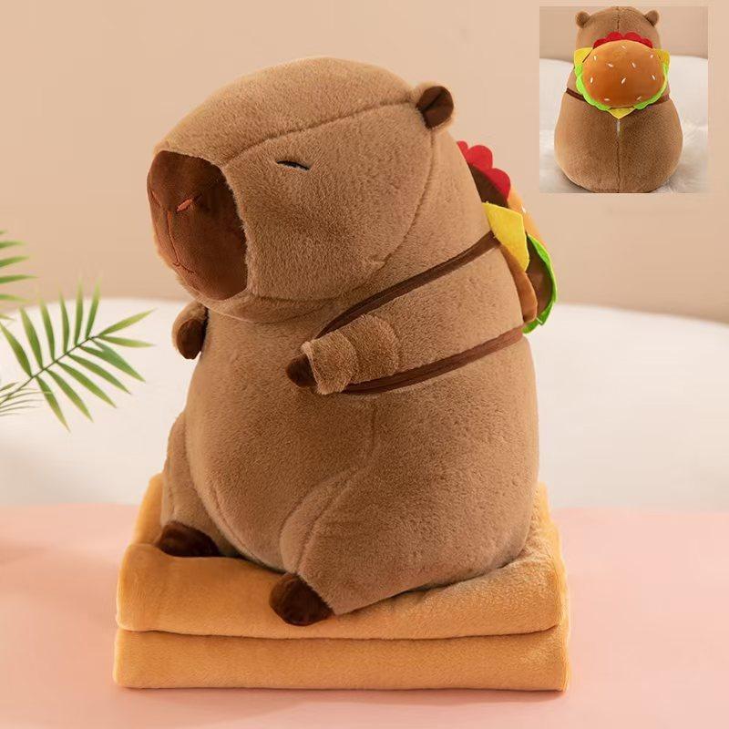 Kapibala Capybara Ugly Cute Doll Kapibala Car Office Air Conditioning Pillow Quilt Nap Blanket Two-in-One