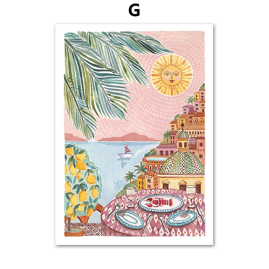 

Boho Sun Cactus Banana Tree Женская леопардовая настенная живопись на холсте Плакаты на скандинавскую тему и принты настенные панно для декора гостиной 40x50cm No Frame