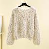 Autumn Winter Women Sweet V-neck Soft Furry Mohair Knitted Sweater Christmas Pullover Tops