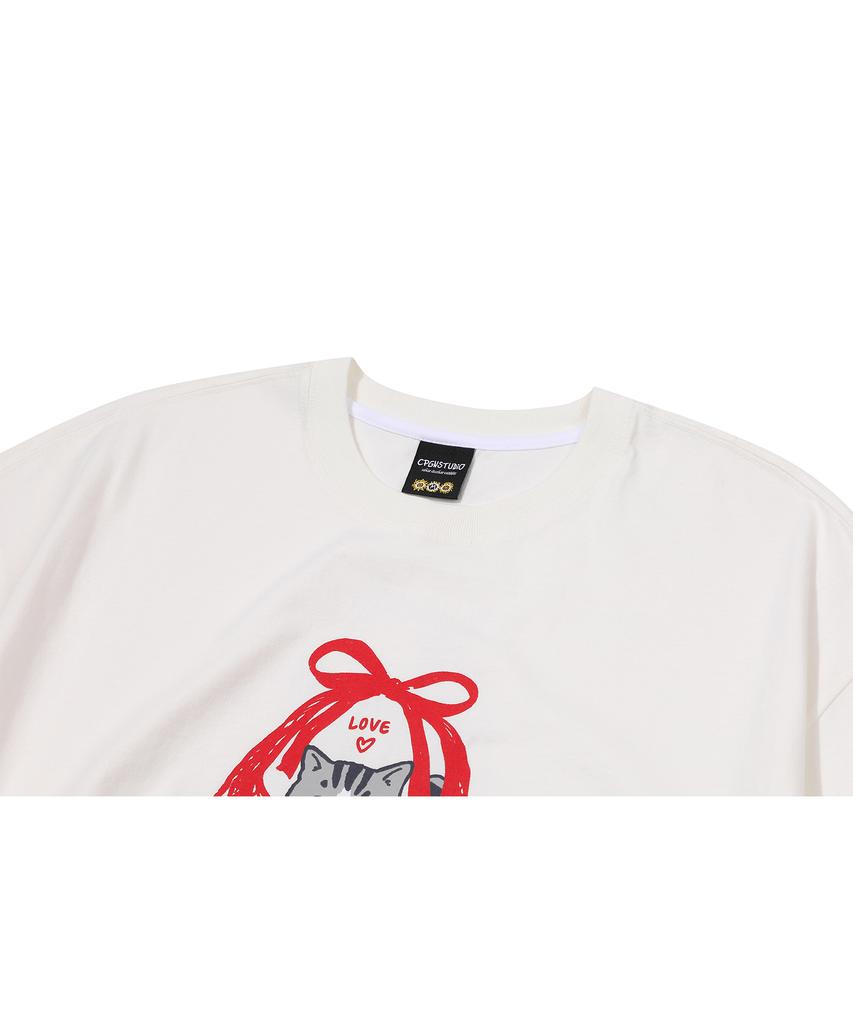 CPGN STUDIO Pocket Love Cat Short Sleeve Tee Cream