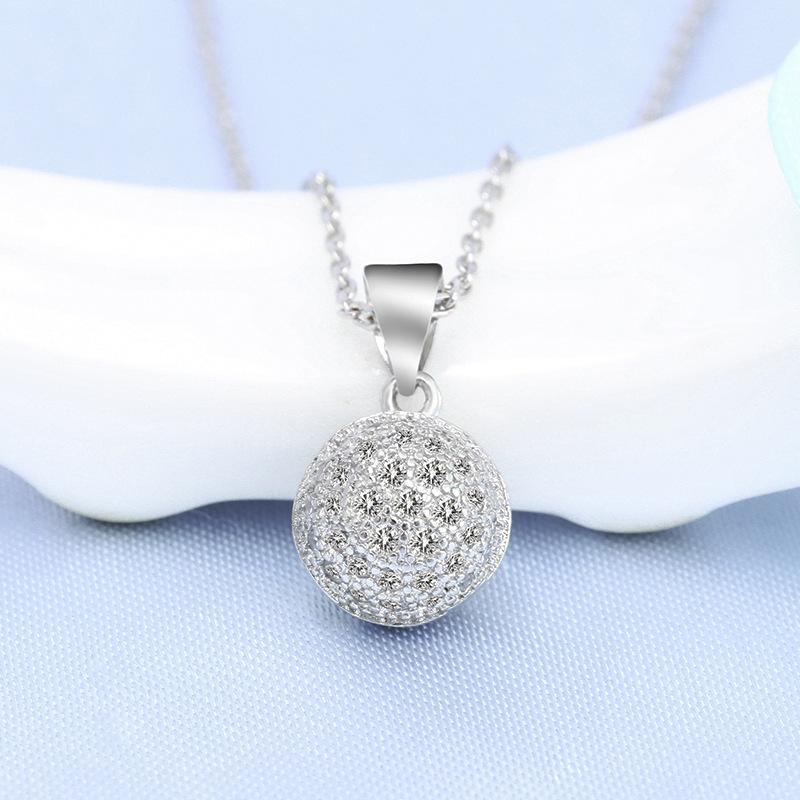 New Fashion 925 Sterling Silver Jewelry Round Zircon Pendants Necklaces Women Fine Semi Rhinestone Circle Clavicle Chain Choker