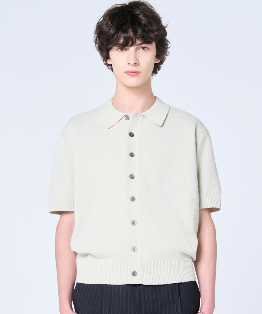 Hyoji Ss Washable Boucle Crop [Collar] Short Sleeve Knit Cardigan ( 6 Colors )