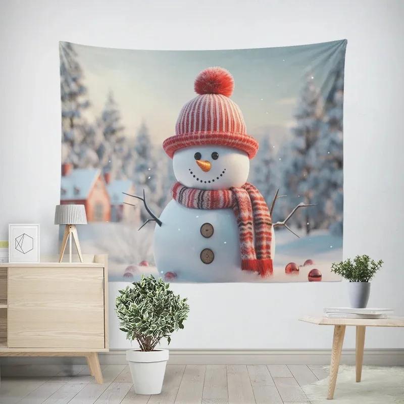 

Новый год Рождество Снеговик Узор Гобелен Гостиная Диван Домашний Декор Рождественский Подарок 100x75cm