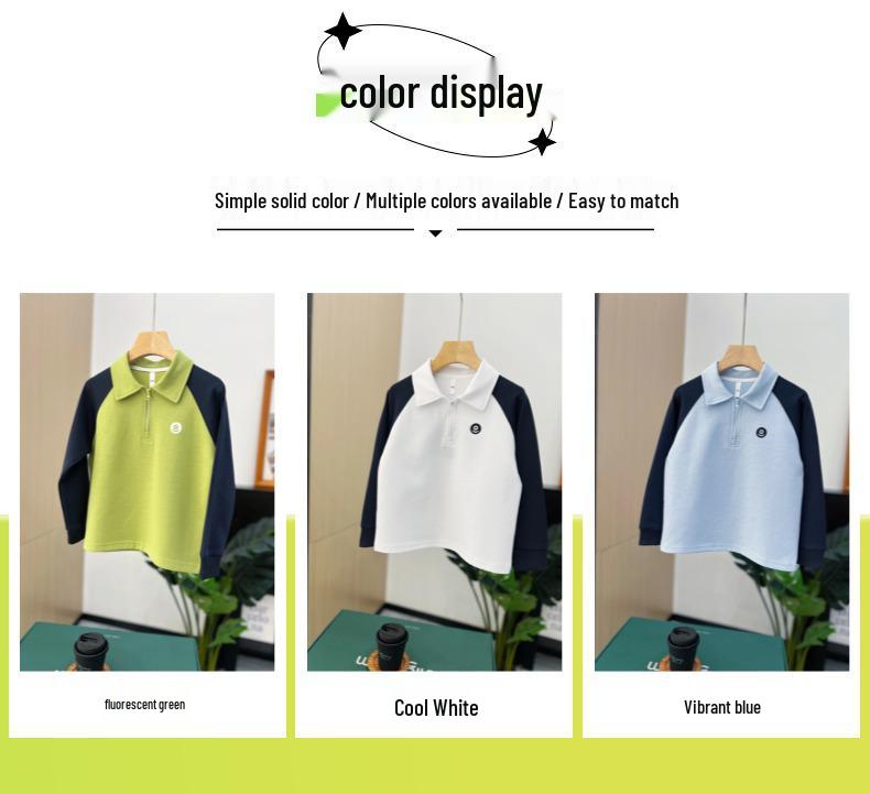 Kids' 2026 Spring/Autumn High-Neck Raglan Polo Hoodie