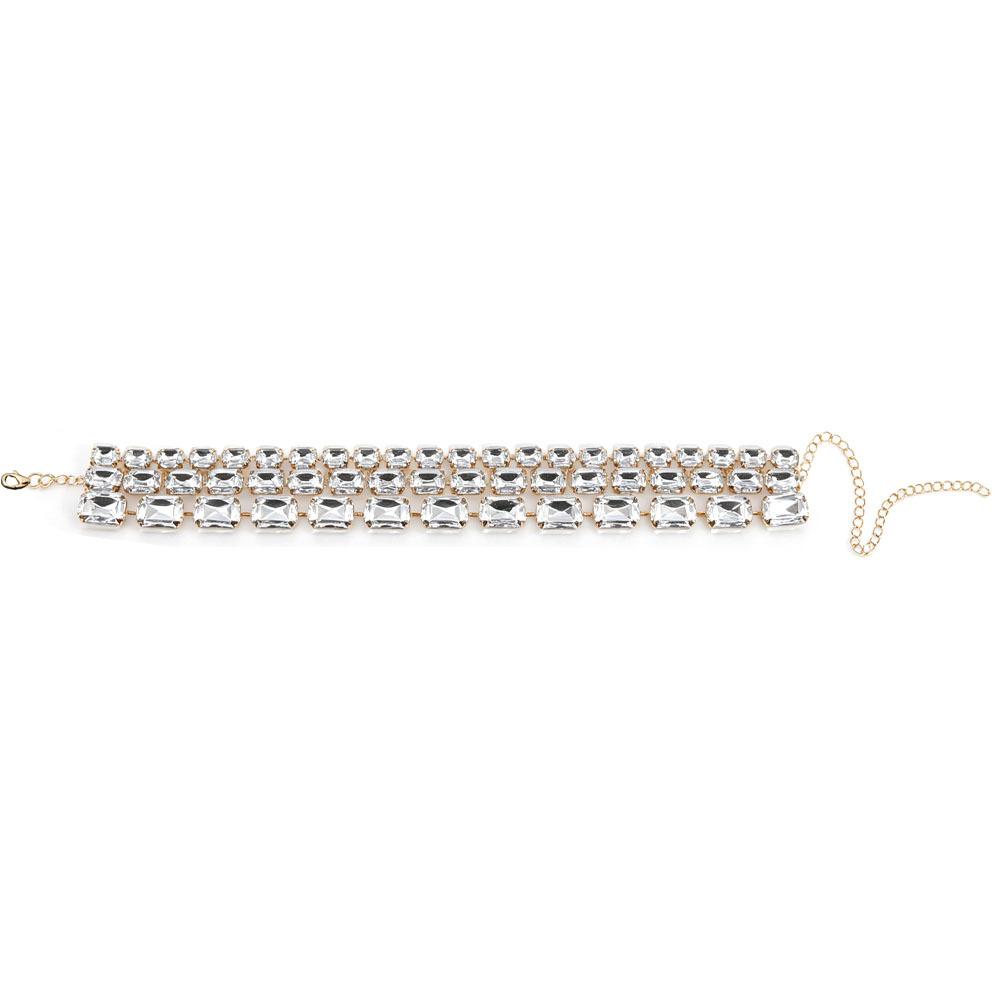 European and American Oversized Crystal Multi-layered Exaggerated Full Diamond Necklace, Luxurious Sparkling Rhinestone Collar Necklace