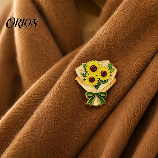 Delicate Metal Badge Bouquet Brooch Pin for Women, Enamel Romantic Flower Jewelry, Durable Sophisticated Coat Accessory Zinc Alloy Floral Lapel Coats