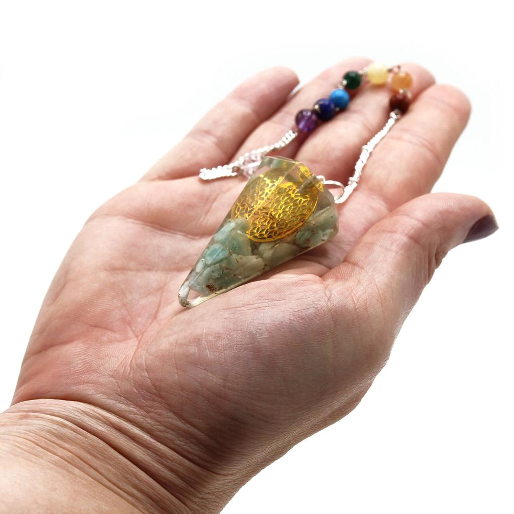 Orgonite Chakra Pendulum, Flower of Life
