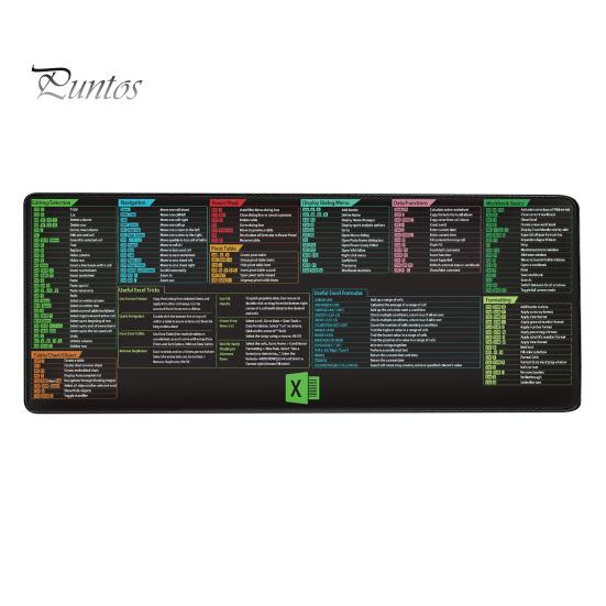 Mouse Pad Excel mare Cheat Sheet Pad de birou Rezistent la uzură Suprafață netedă Bază anti-alunecare Ușor de curățat Masa Gaming Mousepad