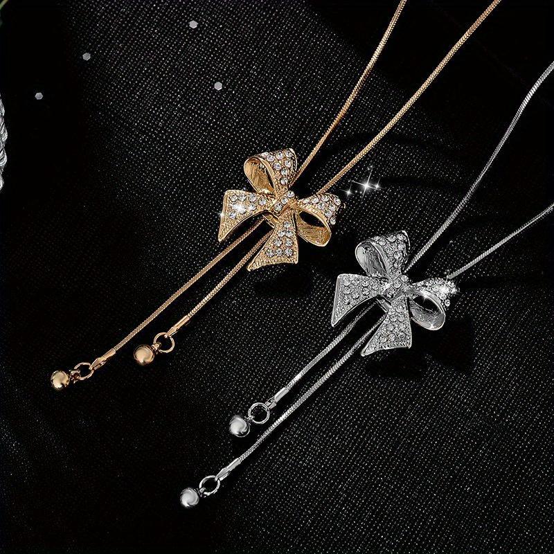 1PC Autumn and Winter Simple and Versatile Atmosphere Korean Hanging Chain Bow Necklace Women's Fashion Clothes with Accessories