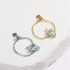 Elegant Teardrop Rings Adjustable Wedding Rings Geometric Dating Rings Chain Rings Copper Texture for Woman Girls