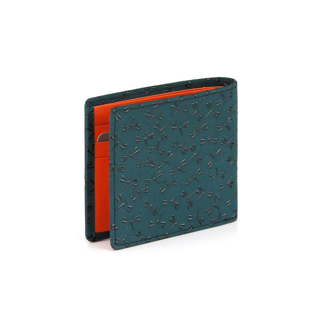 [Inden-ya] Inden HISOCA Hisoka Traditional Craft Koshu Inden Deerskin Lacquer Original Brand Wallet Green with Black Lacquer Dragonfly Design