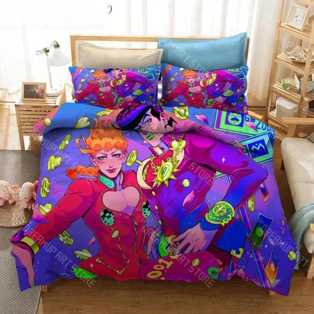 3D Print Anime JoJo Bizarre Adventure Jotaro Kujo Bedding Set Boys Girls Twin Queen Size Duvet Cover Pillowcase Bed Kids Adult