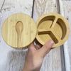 Eco-friendly Kitchen Products Bamboo Wood Triple Salt Spices Storage Container Box with Magnetic Swivel Lids