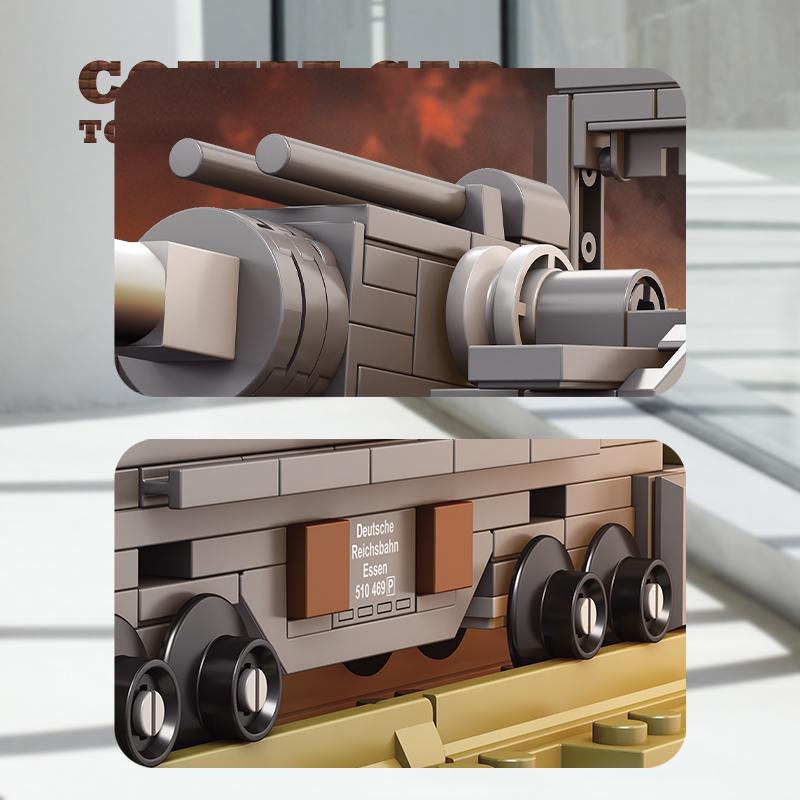 Non-Toxic Ww2 Army Railway Gun Building Blocks Military Weapon Tank Children Toys Armored Cars Model Moc Bricks Adult Kids New Year Gifts