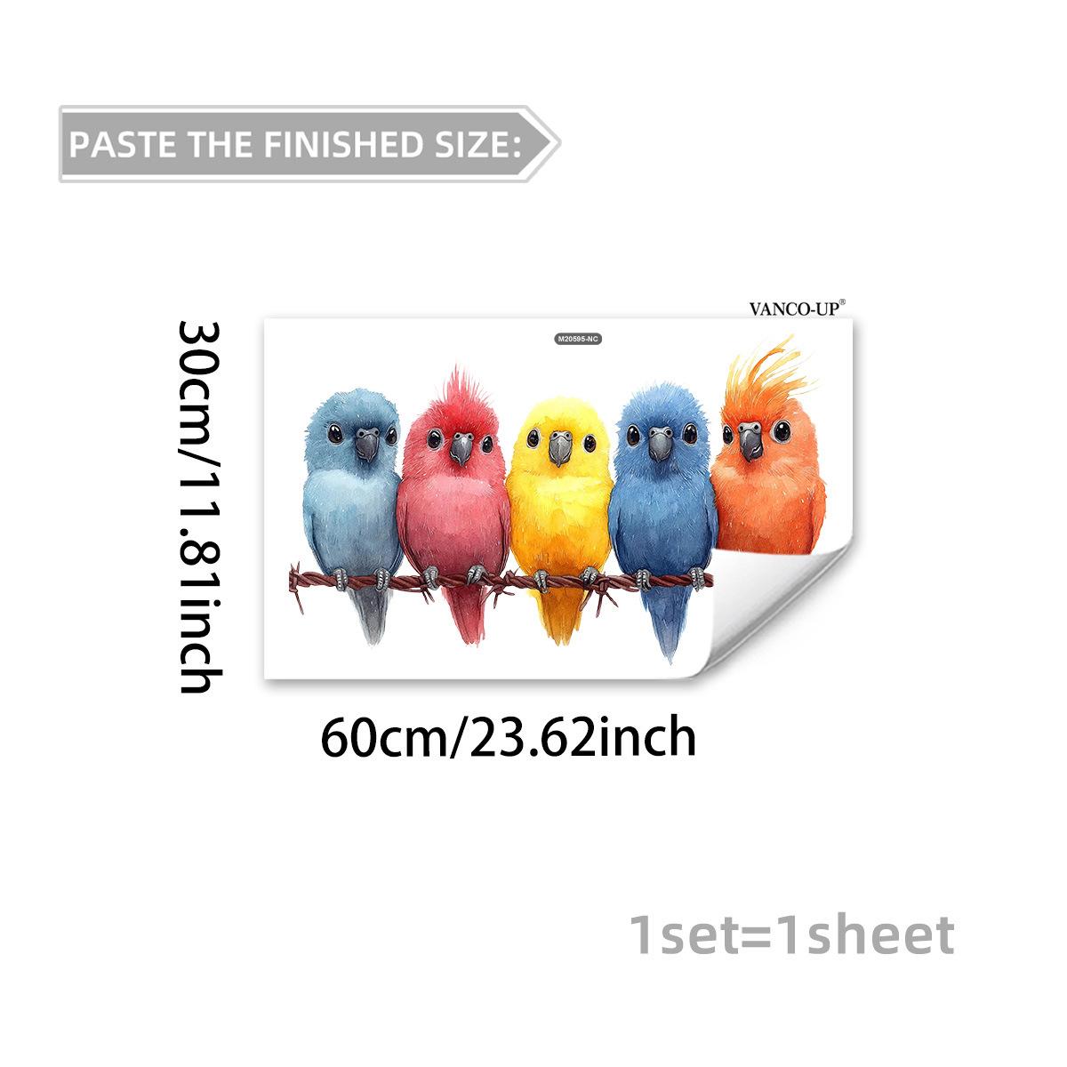 

Colorful Birds on Branch Creative Wall Stickers, Self-Adhesive Decor for Bedroom Living Room Background Decoration 30x60cm