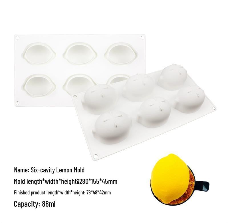 4-håls 3D Citronmousse Silikonkakform för DIY Bakning Franska Chiffondesserter
