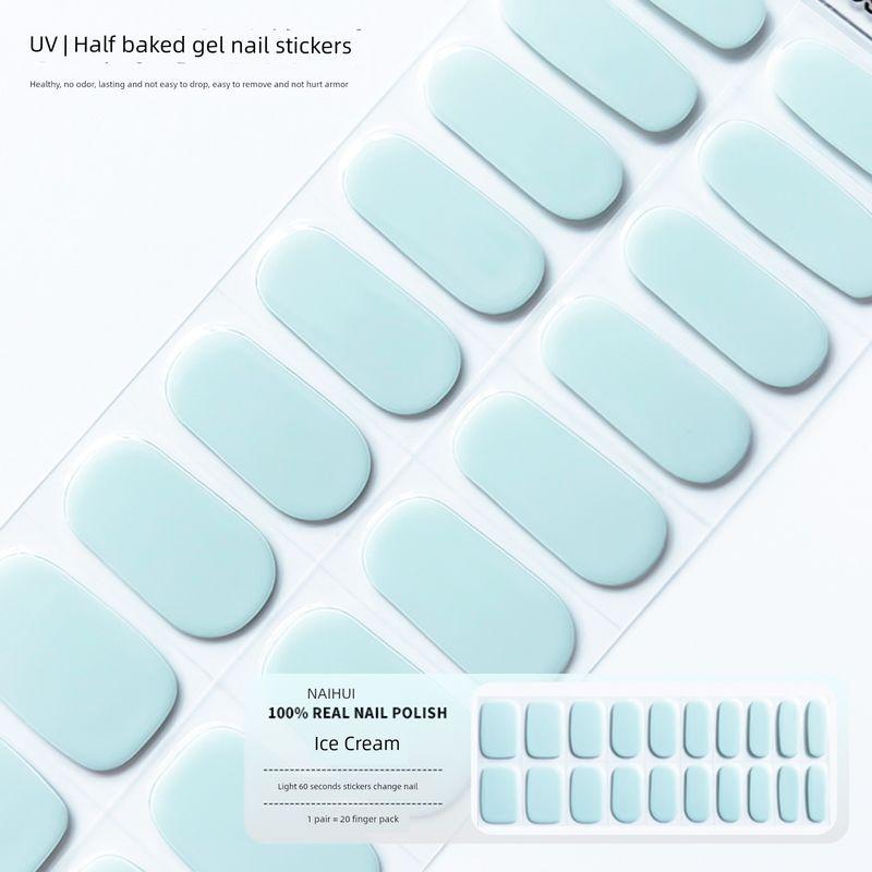 

Однотонный Элегантный Винно-красный Белый УФ Гель Наклейка для ногтей Второе поколение Полузапеченные наклейки для ногтей Полузатвердевший УФ Лак для ногтей Стойкий Sea salt ice cream [20 finger light]]