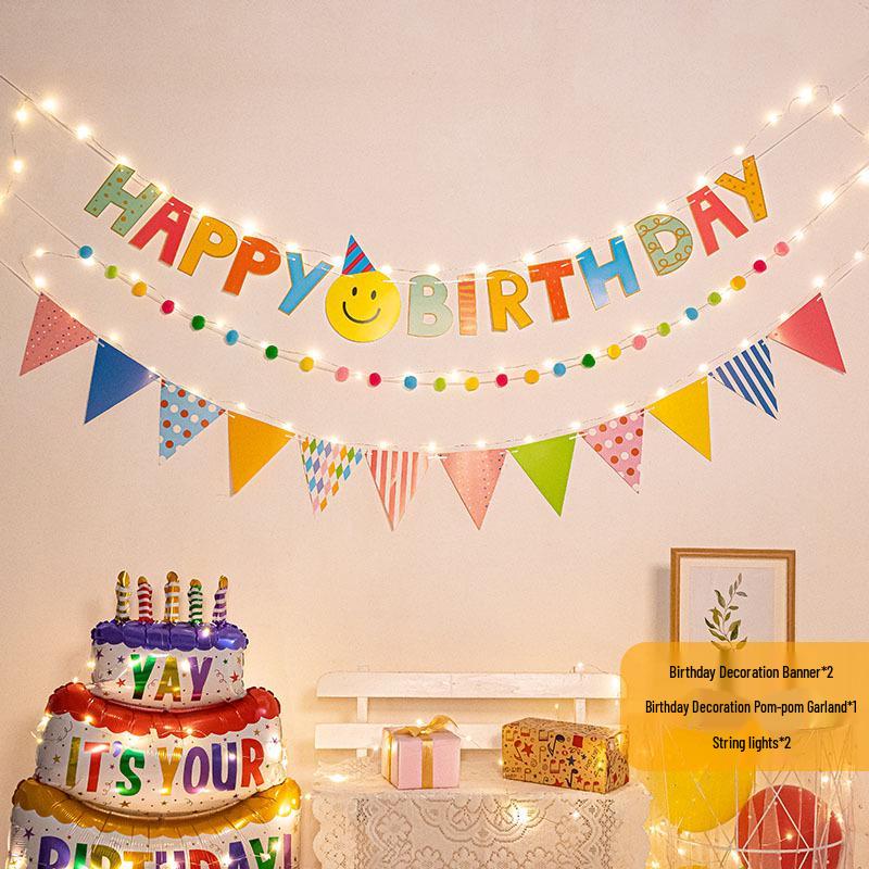 First Birthday Pom-Pom Bunting & Photo Banner for Boys and Girls