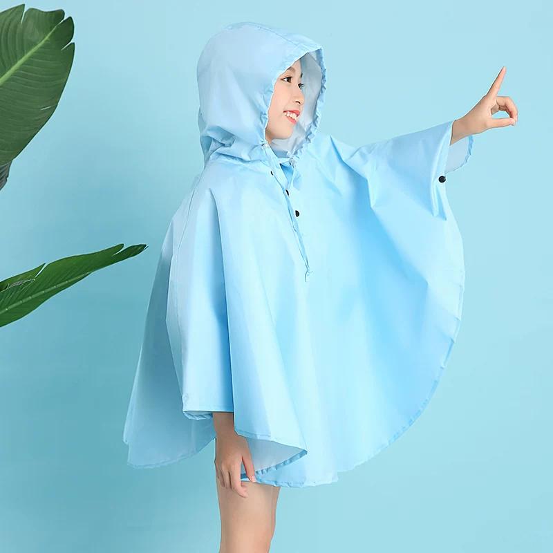 Kids Cape Raincoat Outdoor Walking Children Playing with Water Students Go to School Backpack Waterproof Poncho Multicolor