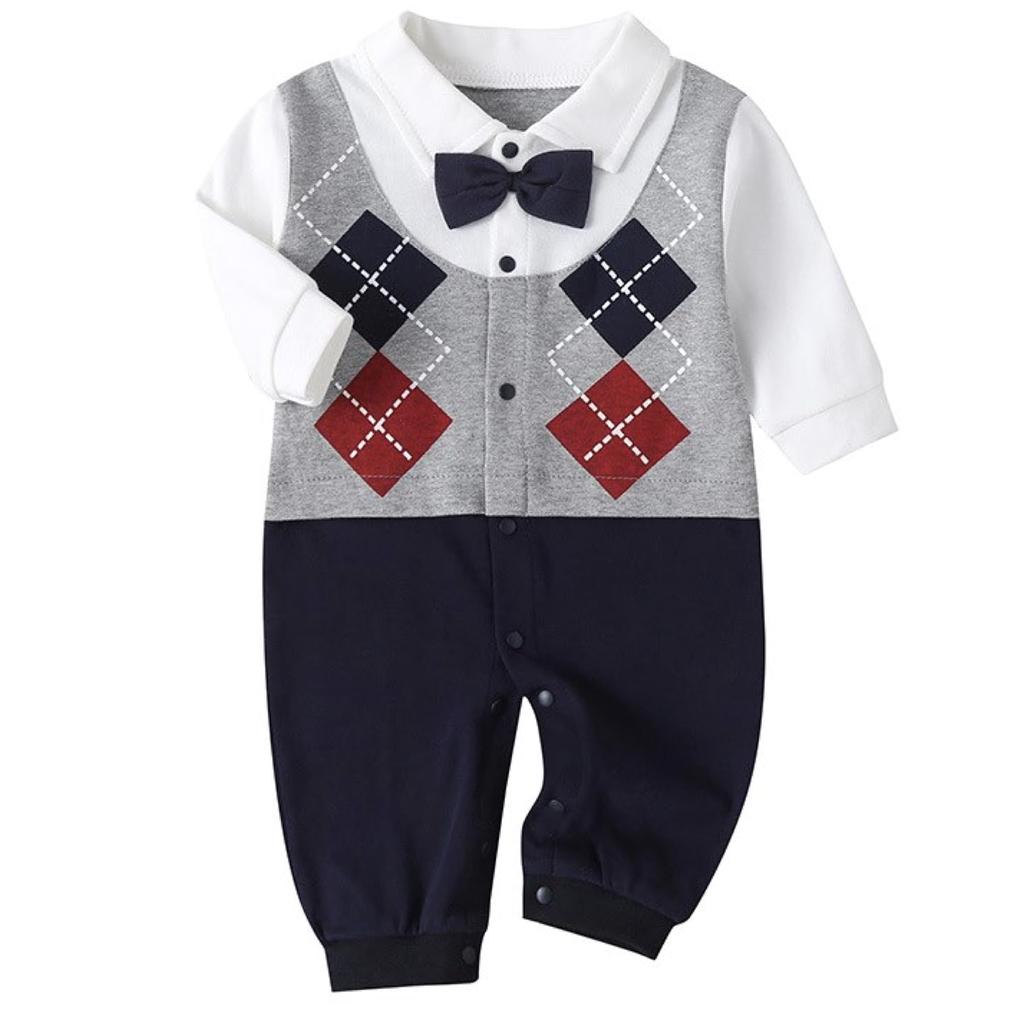 Butter Cream Limited Stock Baby Romper for Long and Featuring a and Bow Size 66cm - Boys, Sleeve, Spring, Summer, Fall, Winter, Year-Round, Stylish,