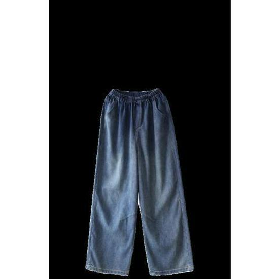 Plus Size Women's Casual Wide-Leg Velvet Denim Pants for Autumn and Winter