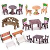 1 SET Puppenhaus Miniatur Bank Hocker Weißer Stuhl Niedlicher Feengarten Zwerg Moos Terrarium Bonsai DIY Basteln Hausdekoration