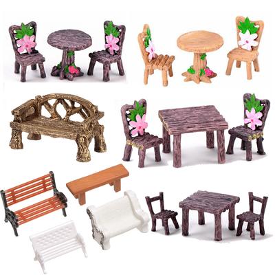 1 Conjunto Casa de Bonecas Miniatura Banco Bancos Cadeira Branca Fada Fofa Jardim Gnomo Musgo Terrário Bonsai Artesanato DIY Decoração de Casa