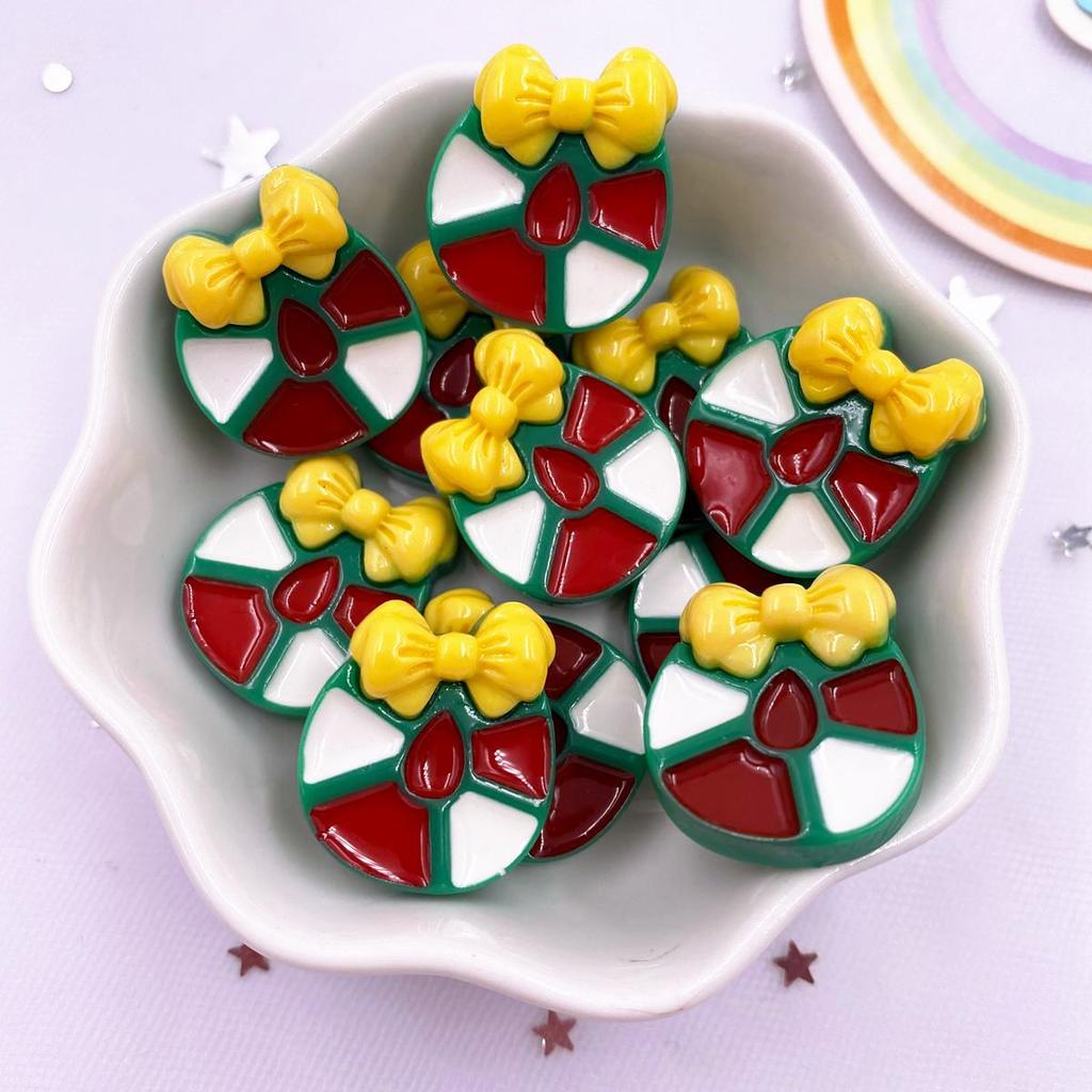 Resin Kawaii Colorful Santa Christmas Tree Snowman Gingerbread Man Flat Back Cartoon Figurines 10PCS Scrapbooks DIY Decor Crafts