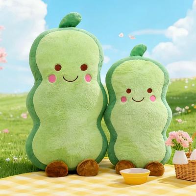 Creative Cute Pea Pod Throw Pillow Plush Toy Doll Cloth Doll Cushion To Sleep with Long Throw Pillow Birthday Gift