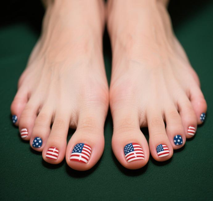 

Independence Day Starry Polka Dot Press-On Nails - Short Square Toenails