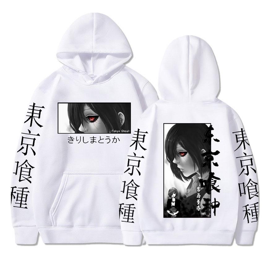 Moletom com capuz anime japonês Touka Kirishima olhos estampa moletom casual oversized moletom harajuku outono lã streetwear