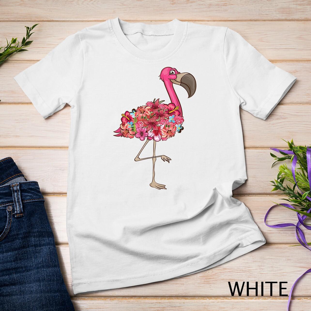 Cool Flamingo Flower Funny Tropical Wading Bird Lover Gift Unisex T-Shirt Mens Womens Tees Top 2XL