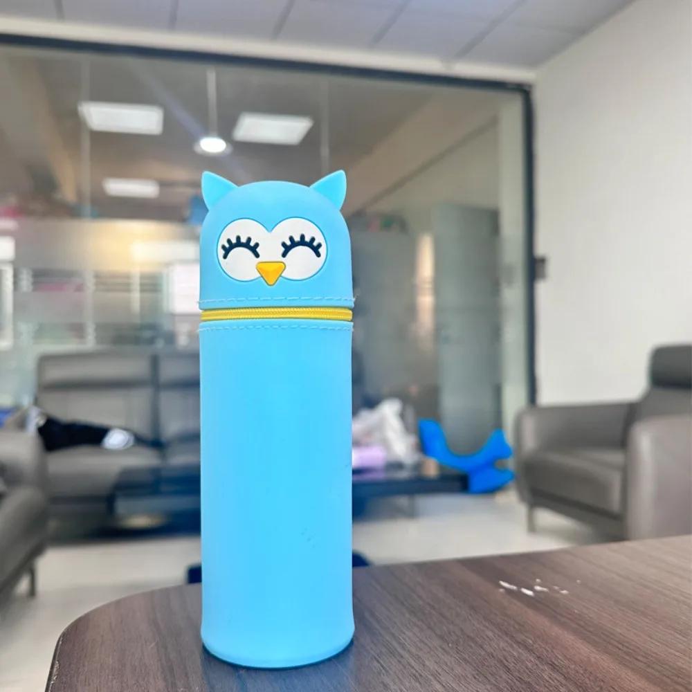 Cartoon Foldable Pen Case Dirt Resistant Silicone Pen Container Cute Animal Piggy Frog Rabbit Pencil Holder for Students