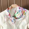 68Cm Pastoral Pink Flowers Kerchief New Spring And Summer Emulation Silk Scarf Fresh And Versatile Clothes Bags Accessory Scarf