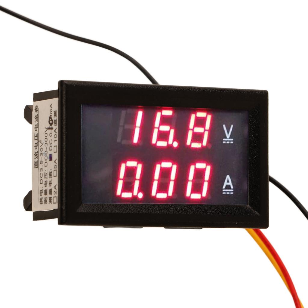 DC 0‑300V Dual Display Volt Amp Meter Digital Voltage Current Ammeter Gauge Reverse Polarity Protection