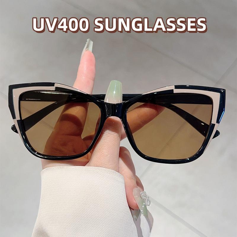 Personalized Color Blocking New Fashion Sunglasses Retro High-end Street Photography UV Resistant Glasses UV400 Shades Eyewear
