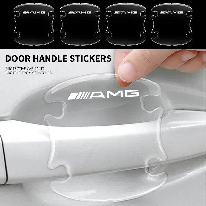 HAKY6 4pcs Transparent Car Door Handle Bowl Protector Film Anti-Scratch Sticker For Mercedes Benz AMG W124 W202 W203 W204 W210 W211