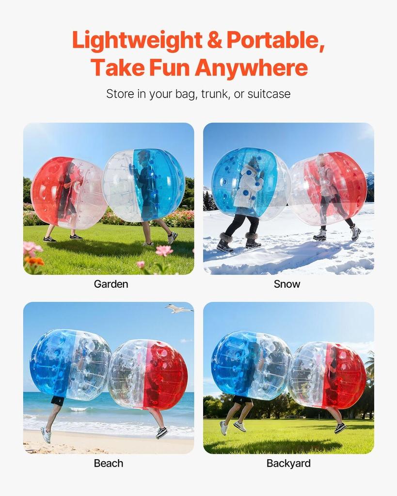 Inflatable Bumper Balls 2-Pack, 5FT/1.5M Body Sumo Zorb Balls for Teen & Adult, 0.8mm Thick PVC Human Hamster Bubble Balls for Outdoor Team Gaming