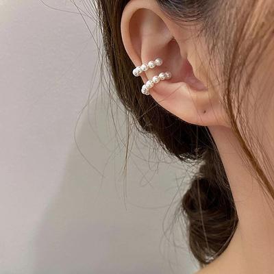 Nischen Design Perlen Ohrstecker, Stilvolle und Einfache Retro Vielseitige Ohrspange Ohrclips