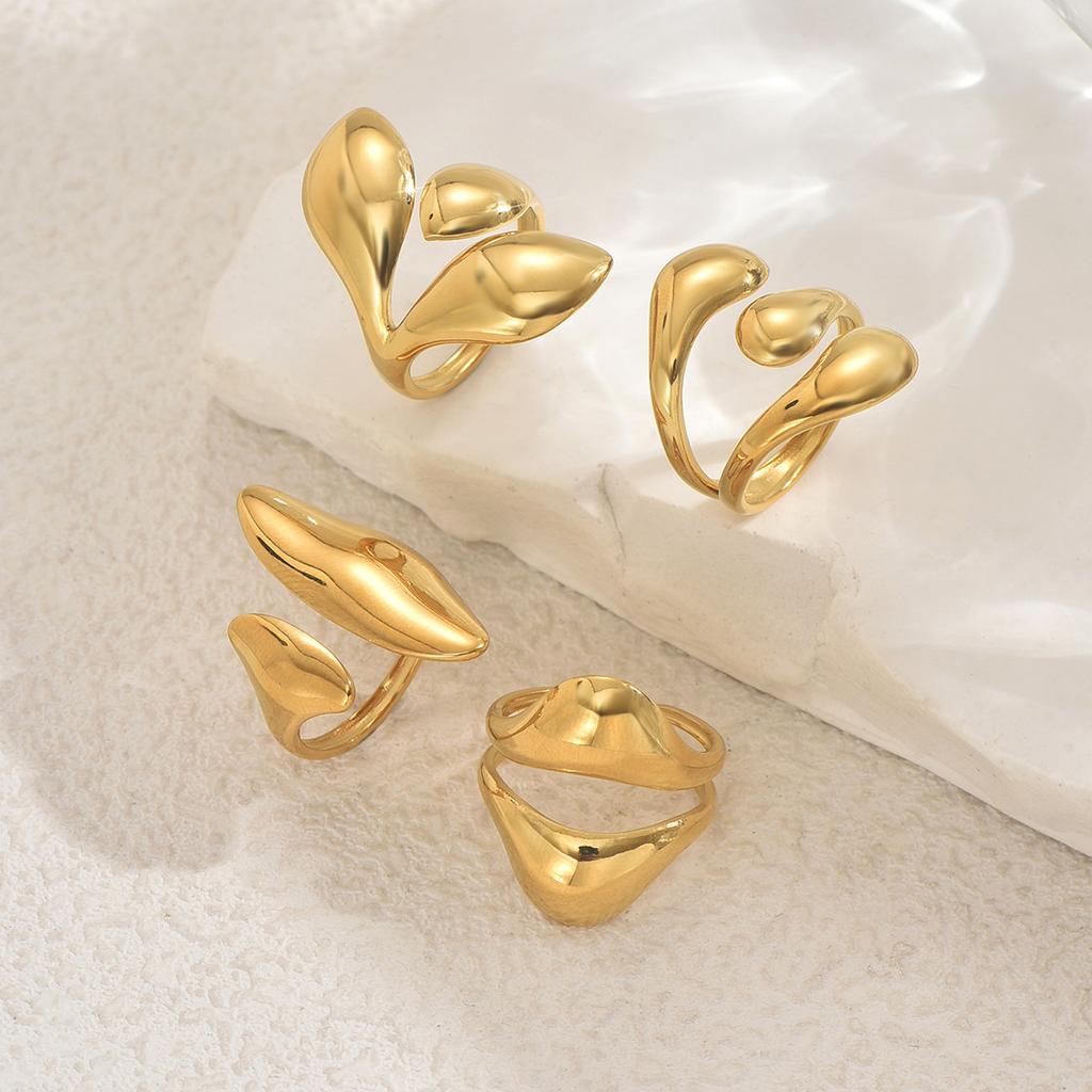 2025 New Jewelry Niche Twisted Geometric Line Design Ring Set Versatile Open Ring