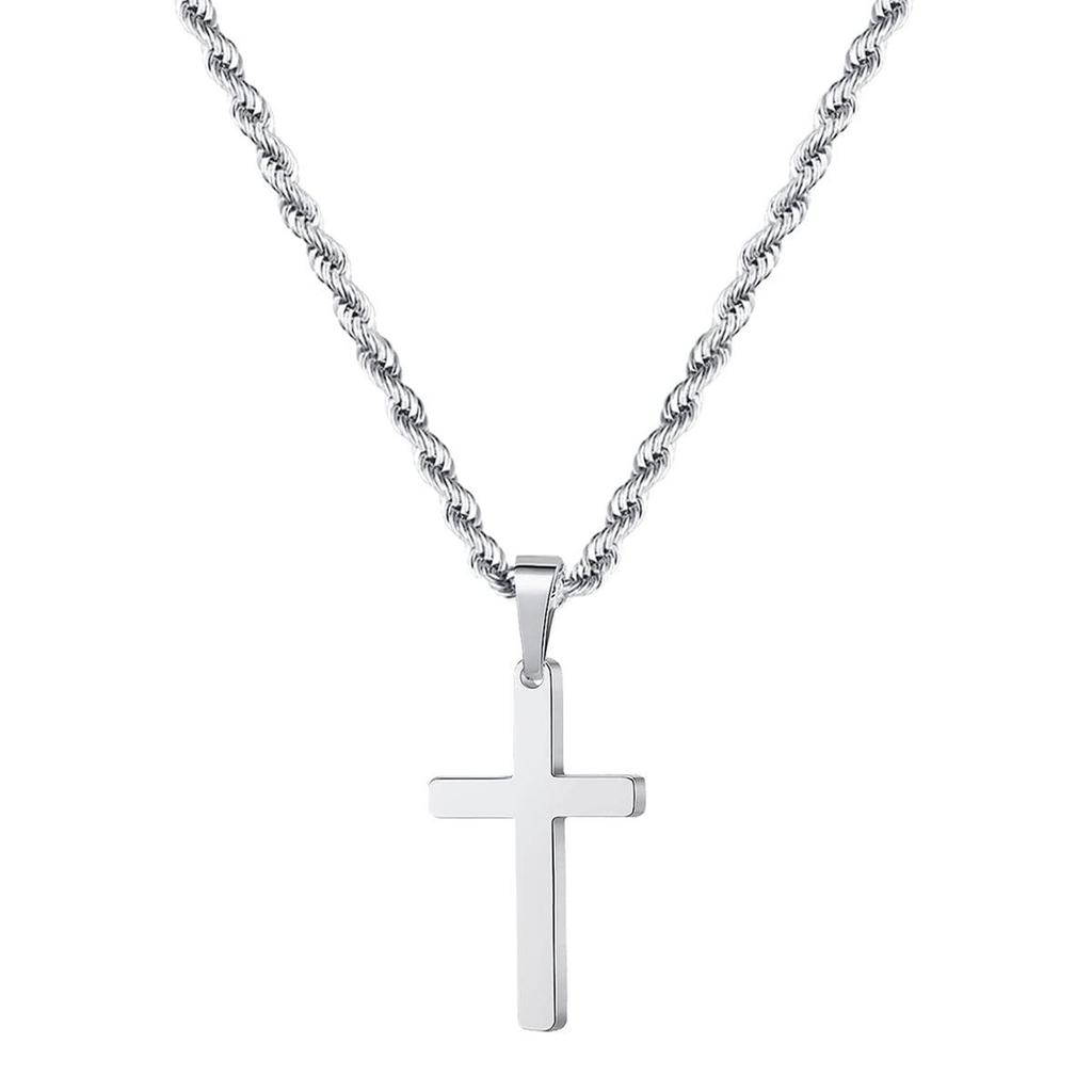 Stainless Steel Hip-Hop Men's Double-Layer Gold Cross Necklace