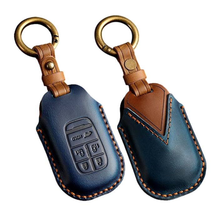 

Genuine Leather Key Case for Stepwagon RP6 RP7 RP8 Odyssey RC5 New Freed GT Series JF5 JF6 Honda Compatible Key Cover Leather Key Holder Key Ring синий