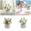 Elegant Artificial Rose Flowers with Small Vase Faux Florals Potted Plant for Indoor Desktop Decoration and Gift Giving